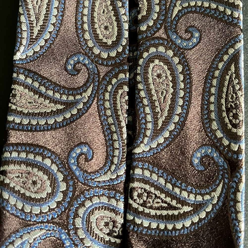 Michael Kors Brown Blue Paisley Silk Tie - New with Tags - Picture 9 of 16